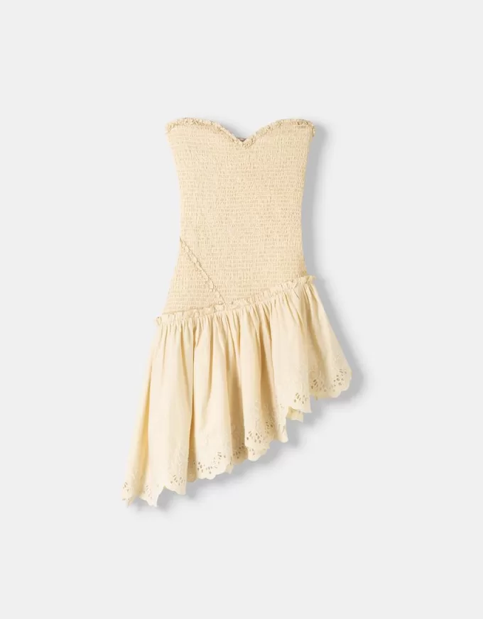 Abito asimmetrico con dettaglio elastico arricciato