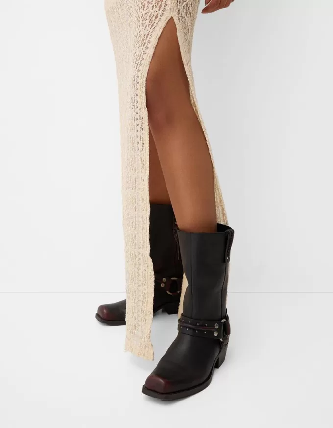 Abito maxi con pizzo biondo