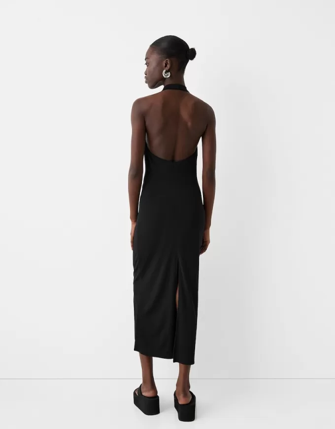 Abito maxi con scollo all’americana