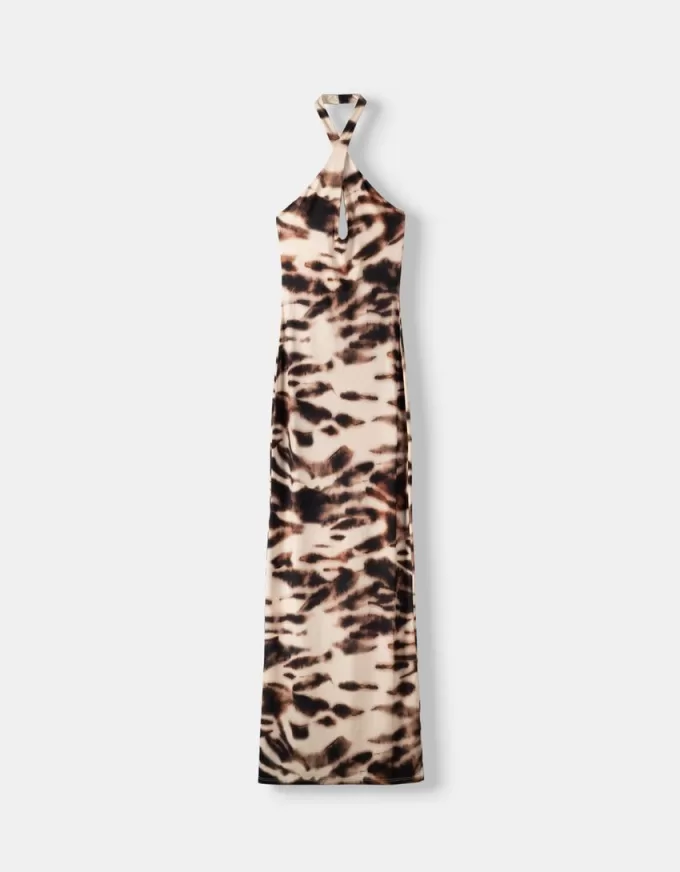 Abito maxi con scollo incrociato