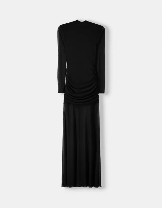 Abito maxi in tulle a maniche lunghe