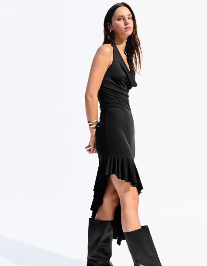 Abito midi BERSHKA SERIES con orlo asimmetrico