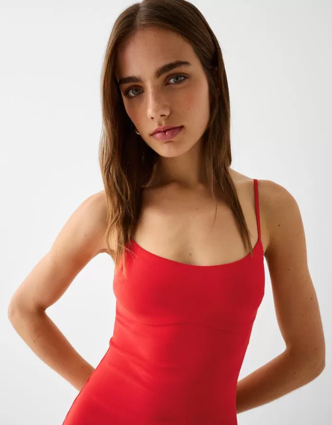 Abito midi Bengaline con spalline