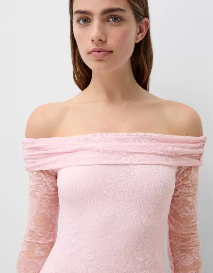 Abito midi Disney Bambi con scollo Bardot in pizzo