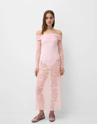 Abito midi Disney Bambi con scollo Bardot in pizzo