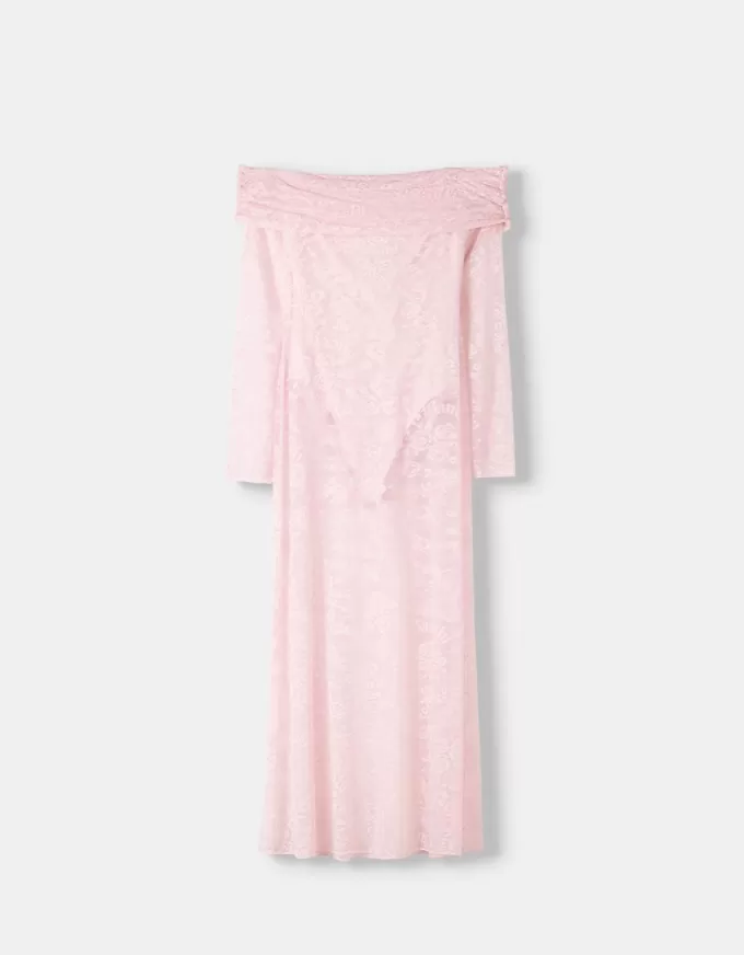 Abito midi Disney Bambi con scollo Bardot in pizzo