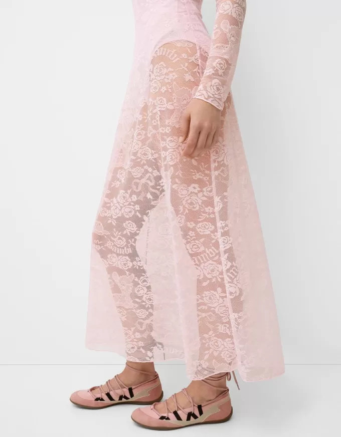 Abito midi Disney Bambi con scollo Bardot in pizzo