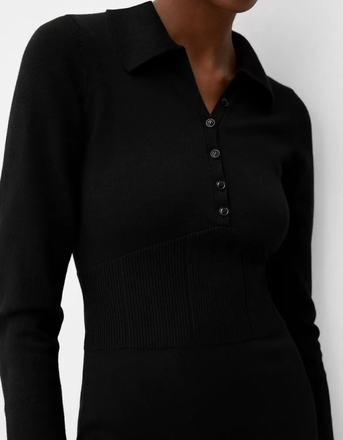 Abito midi con colletto polo