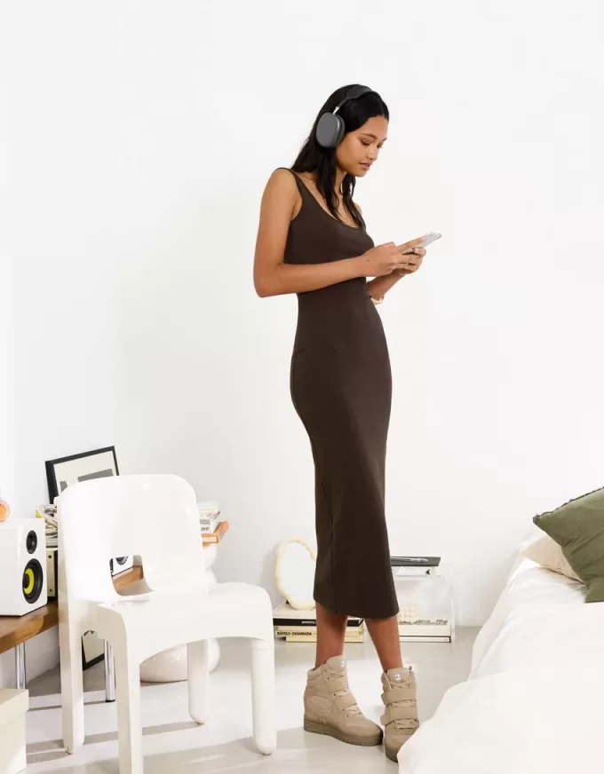 Abito midi con spalline