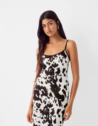 Abito midi con stampa animalier