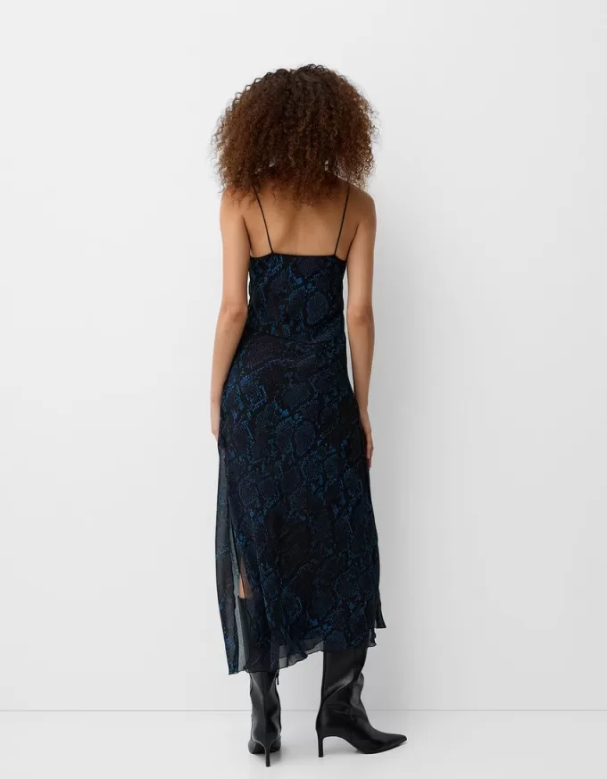 Abito midi con stampa animalier