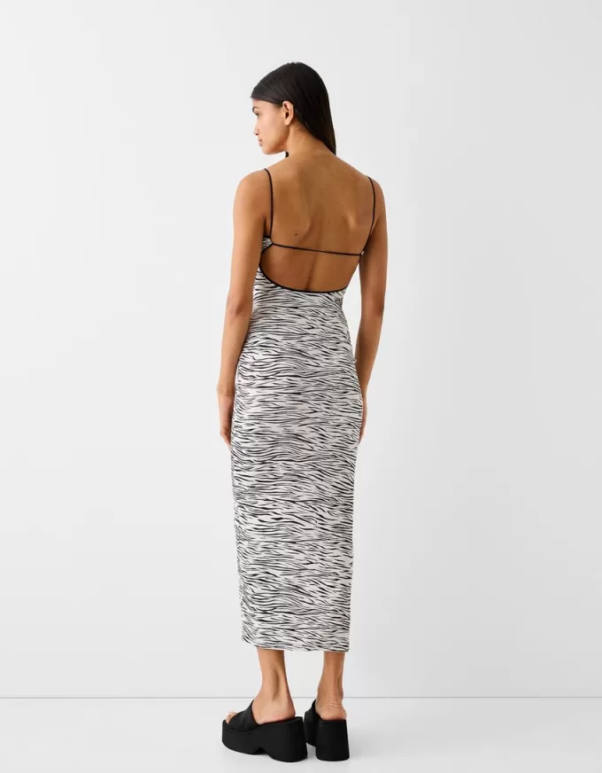 Abito midi con stampa animalier