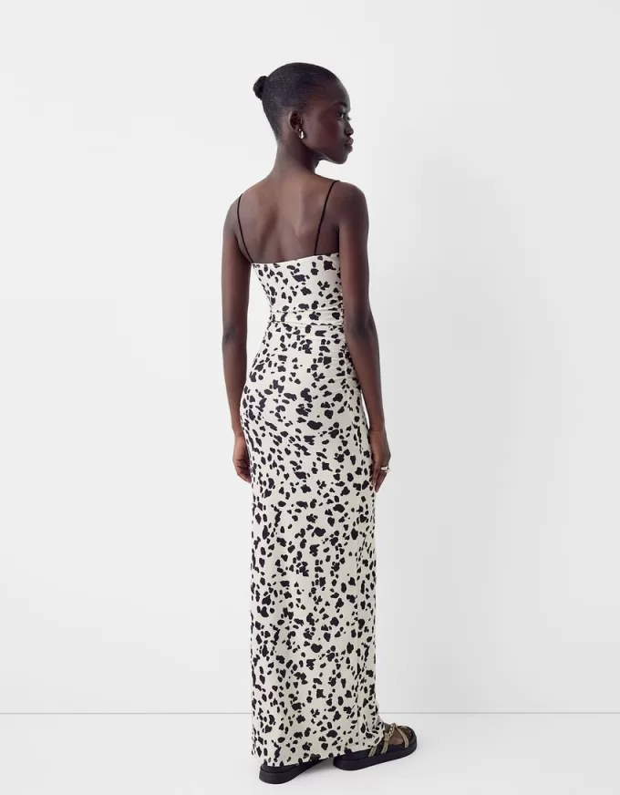 Abito midi con stampa animalier