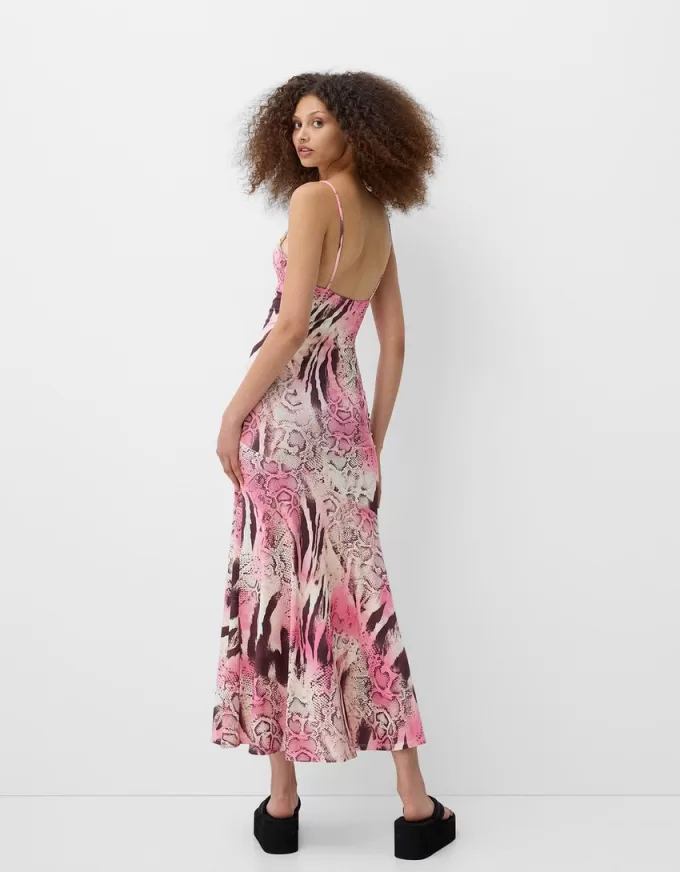 Abito midi con stampa animalier