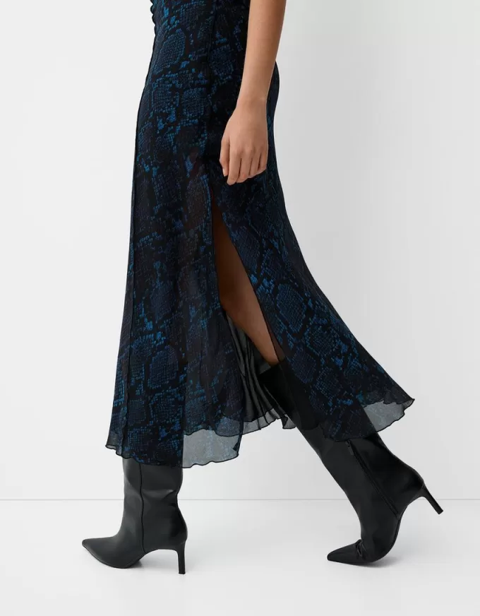 Abito midi con stampa animalier