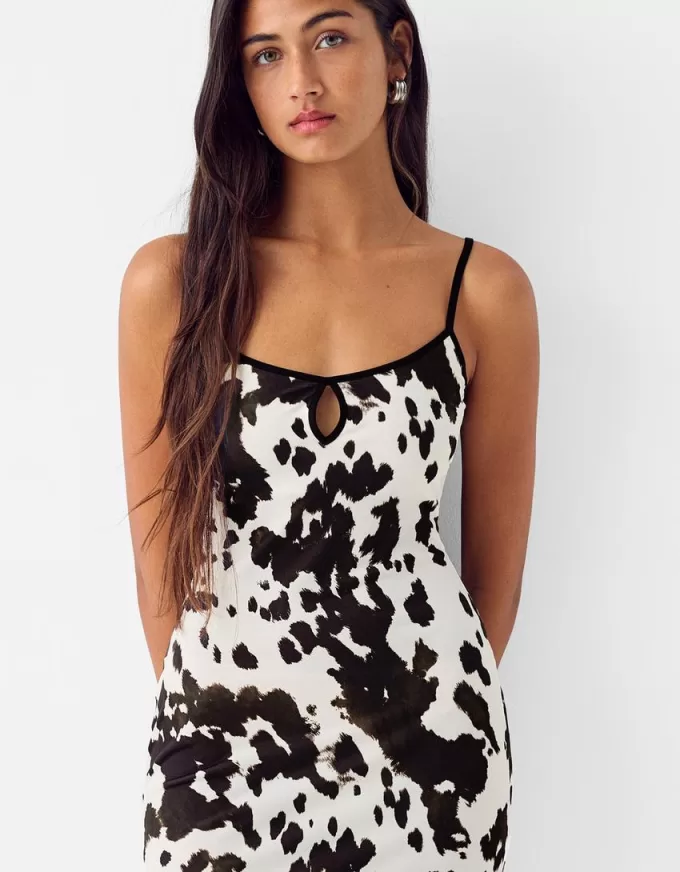 Abito midi con stampa animalier