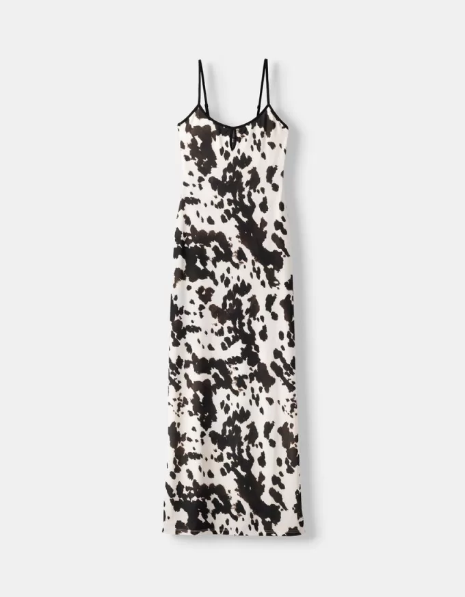 Abito midi con stampa animalier