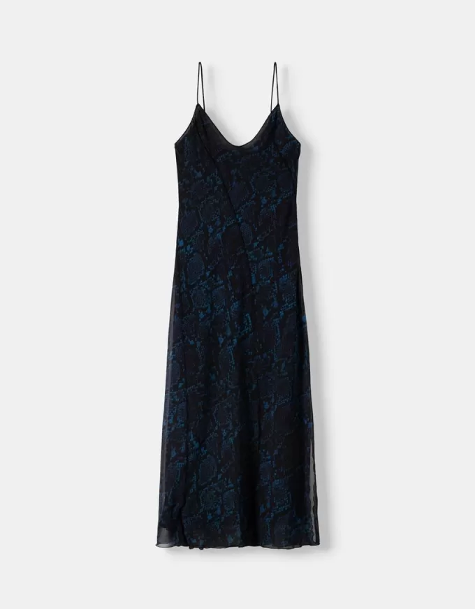 Abito midi con stampa animalier