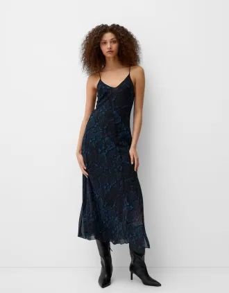 Abito midi con stampa animalier