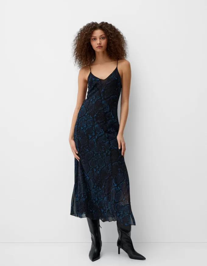 Abito midi con stampa animalier