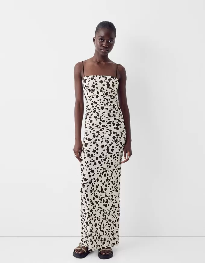 Abito midi con stampa animalier