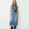 Abito midi in denim con cintura