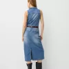 Abito midi in denim con cintura