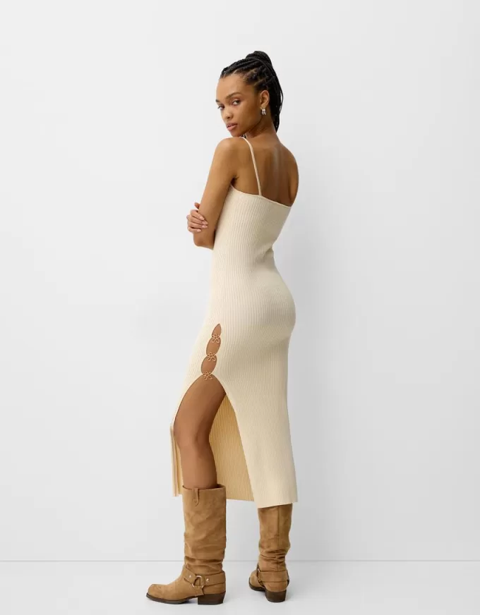 Abito midi in maglia con strass