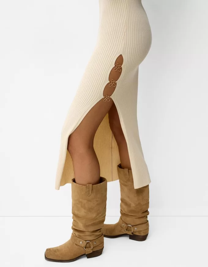 Abito midi in maglia con strass