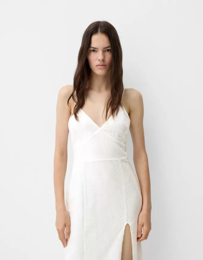 Abito midi in pizzo con paillettes