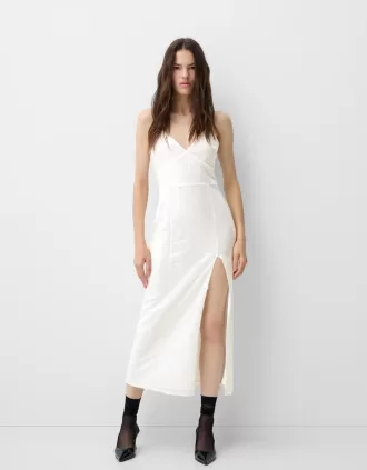 Abito midi in pizzo con paillettes