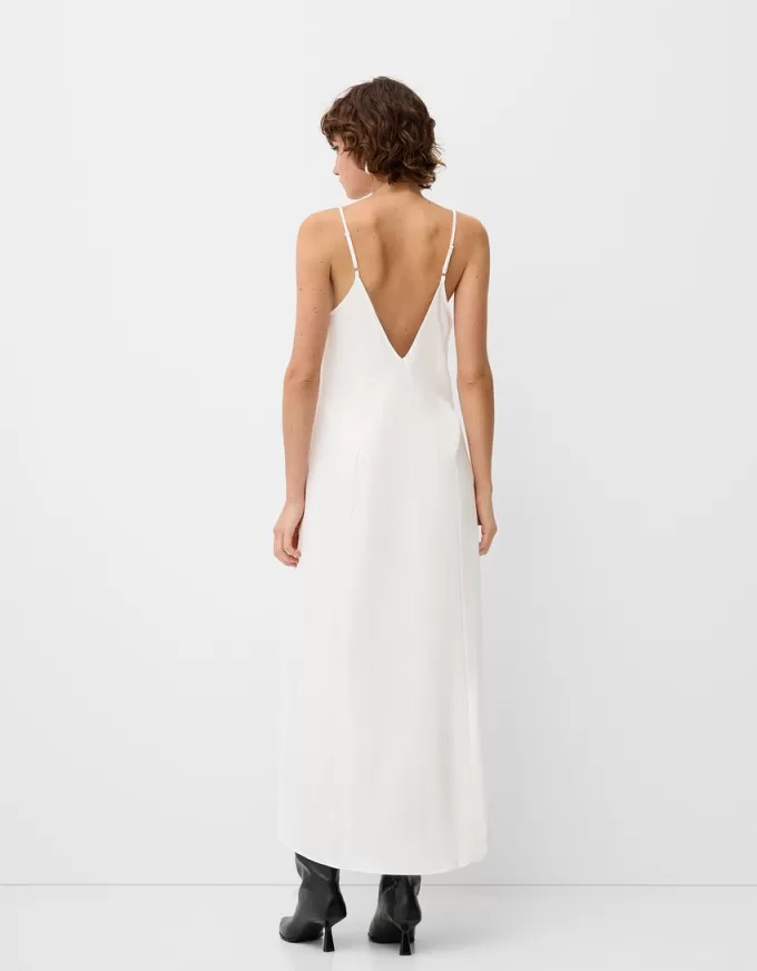 Abito midi in pizzo satinato