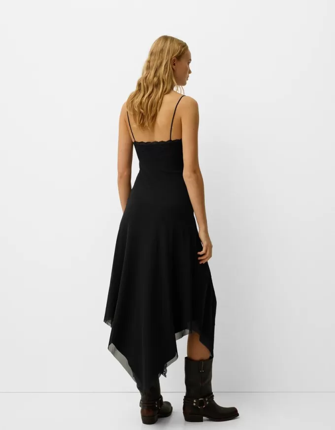 Abito midi in tulle di pizzo