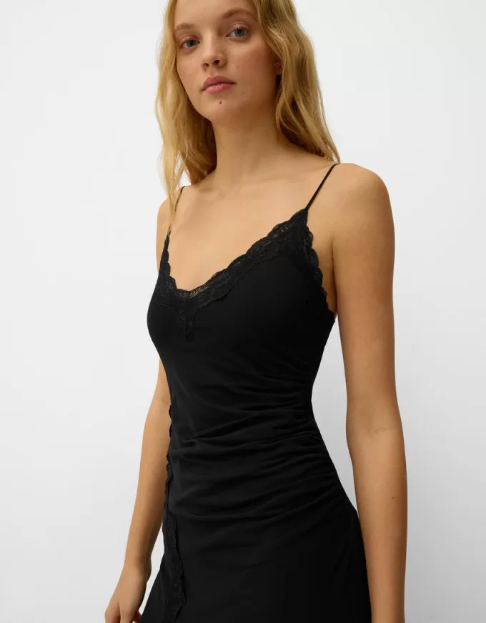 Abito midi in tulle di pizzo