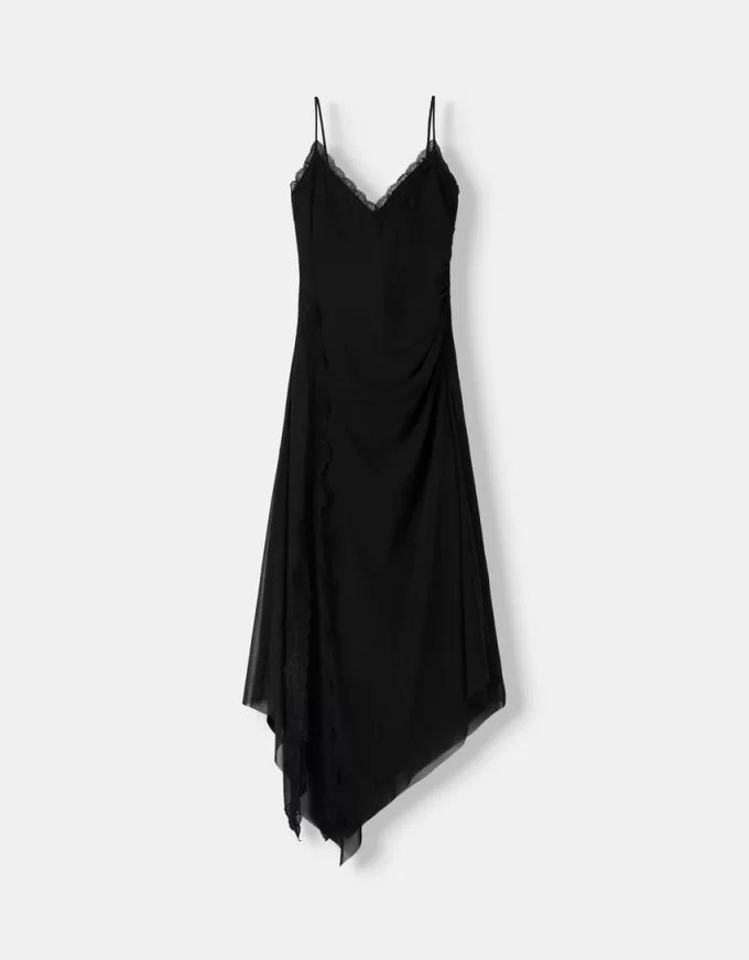 Abito midi in tulle di pizzo