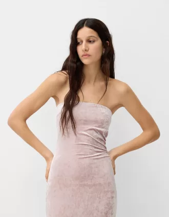 Abito midi in velluto a fascia