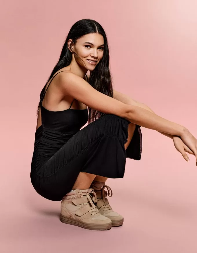 BERSHKA SERIES abito midi arricciato