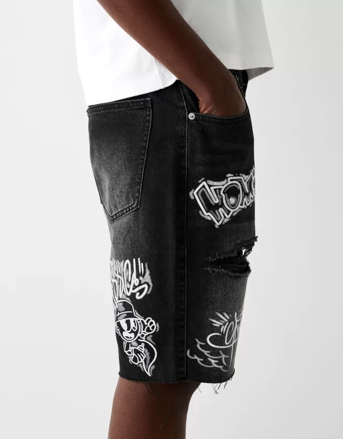 Bermuda in denim stampato