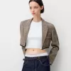 Blazer cropped con orlo sfrangiato