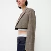 Blazer cropped con orlo sfrangiato