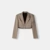 Blazer cropped con orlo sfrangiato