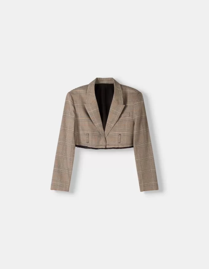 Blazer cropped con orlo sfrangiato