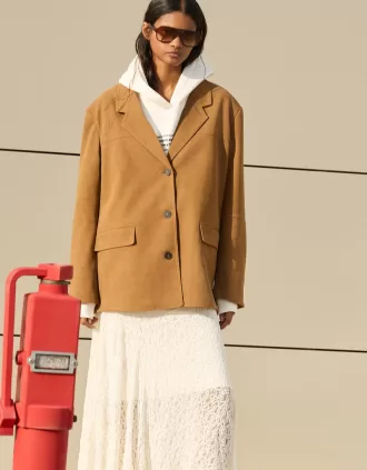 Blazer in finta pelle scamosciata