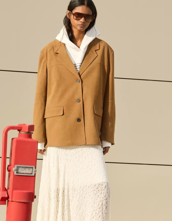 Blazer in finta pelle scamosciata