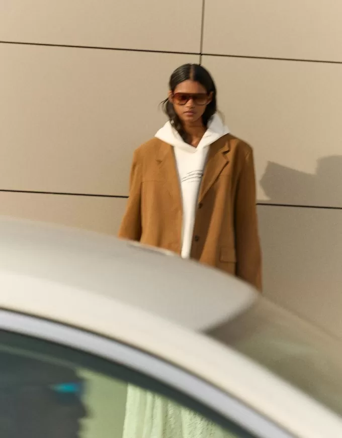 Blazer in finta pelle scamosciata