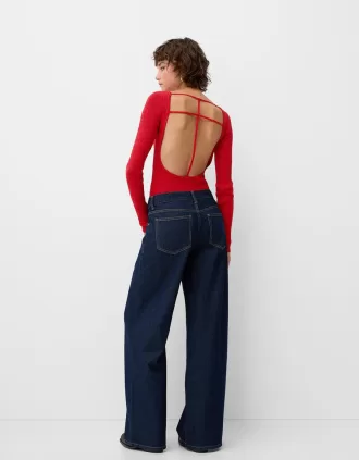 Body a maniche lunghe con schiena scoperta