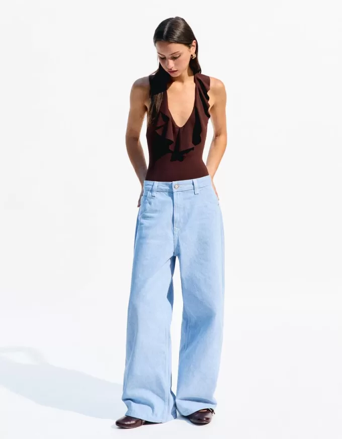 Body con spalline drappeggiate SERIE BERSHKA