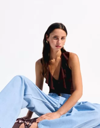 Body con spalline drappeggiate SERIE BERSHKA