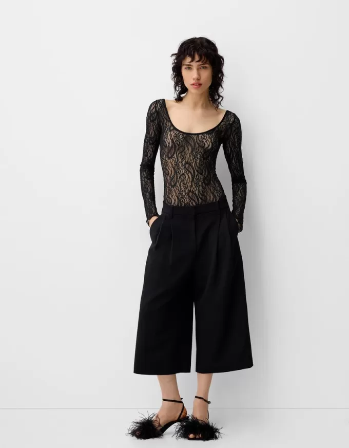 Body in pizzo a maniche lunghe