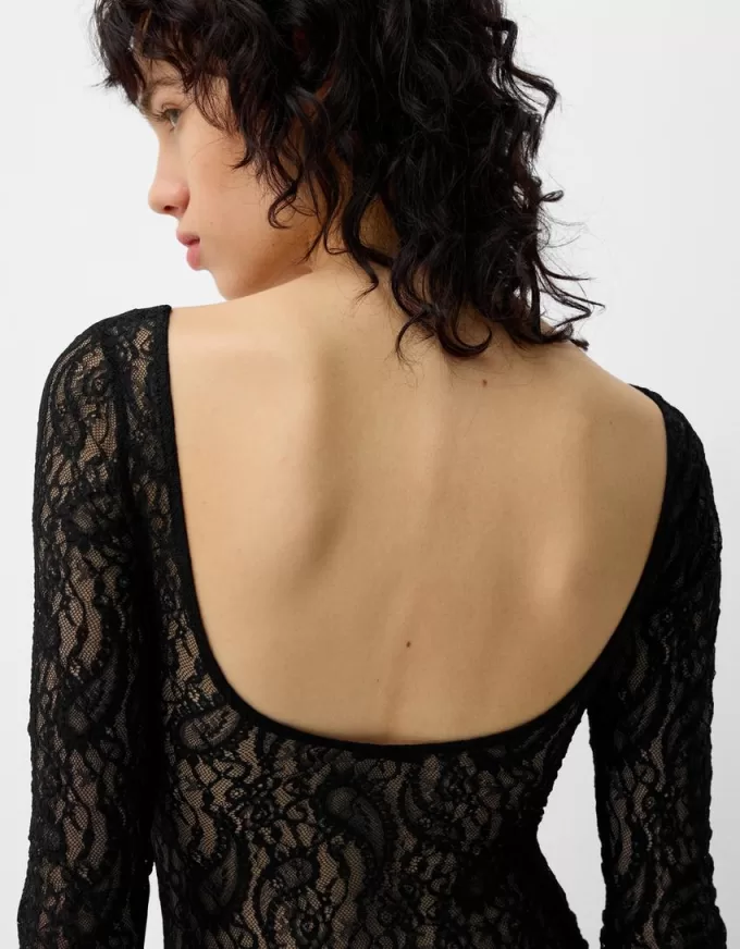 Body in pizzo a maniche lunghe